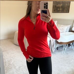 Zella Red orange So Soft Active Half Zip Pullover Workout long sleeve jacket top